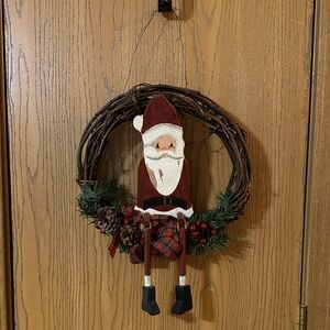 Festive Santa Holiday Wreath - Red and Green